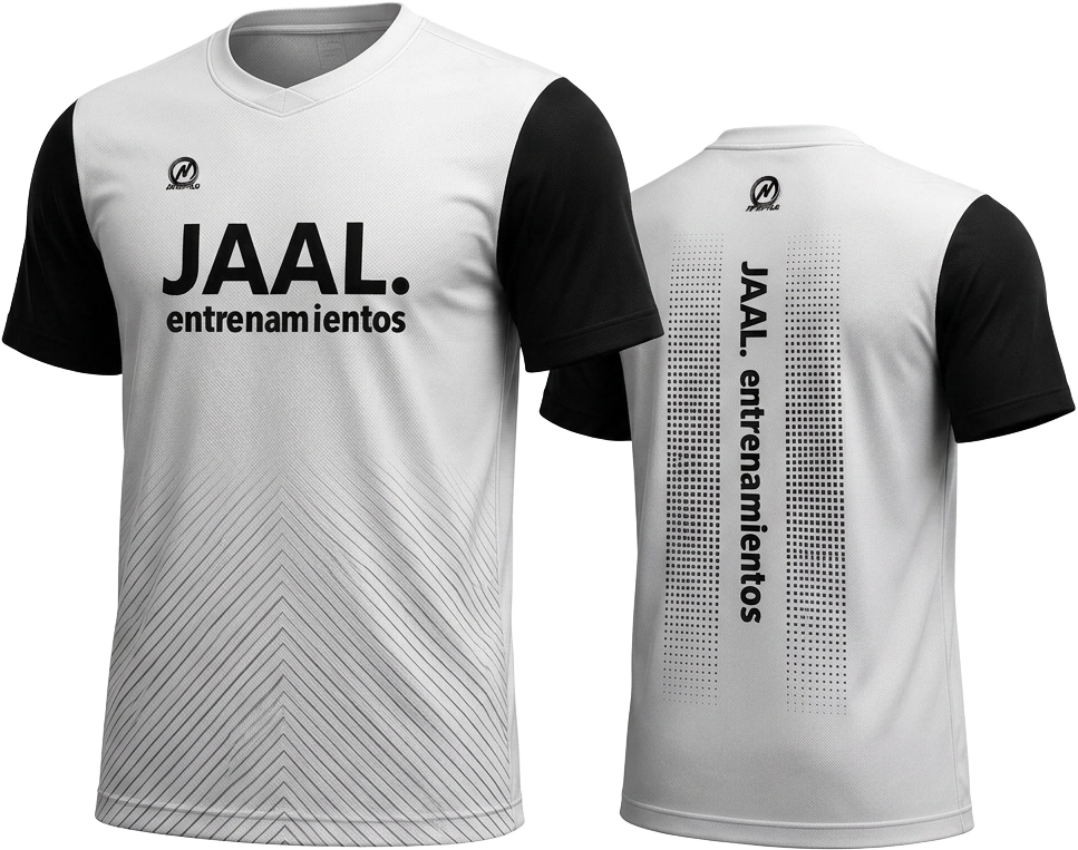 Playera JAAL entrenamientos blanca con mangas negras